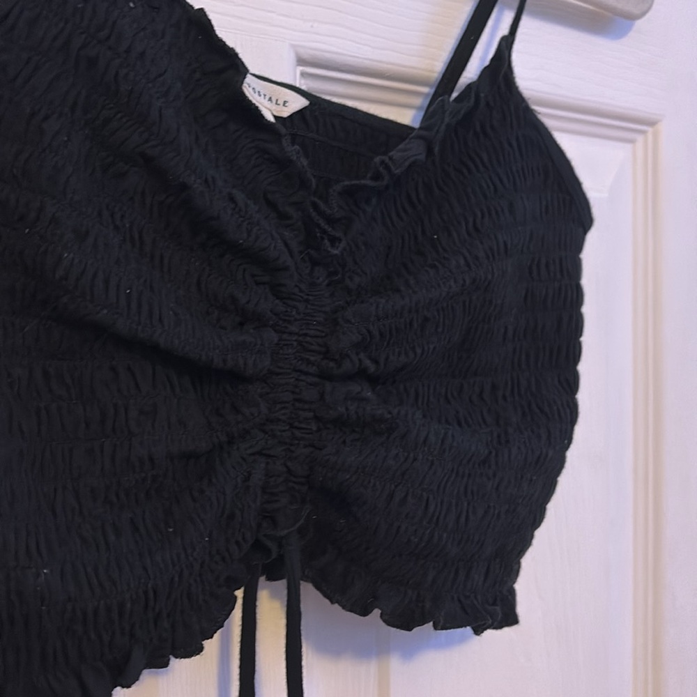 Black Ruched Crop Top - Picture 3 of 3
